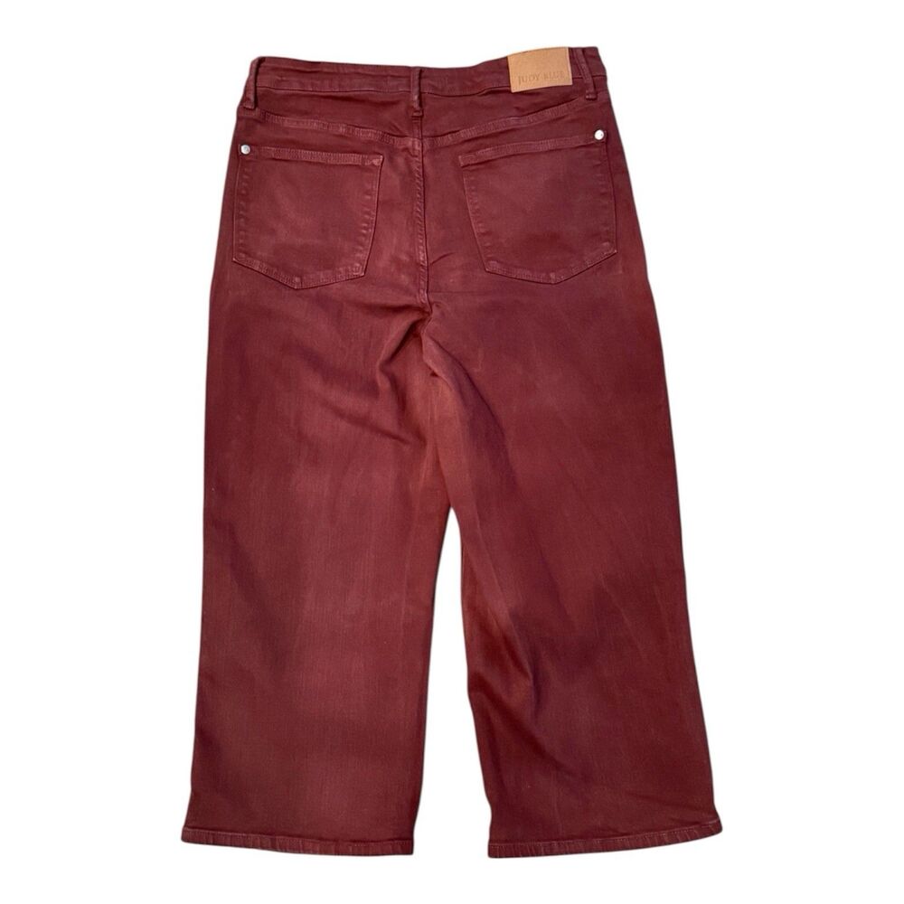 Judy Blue Jeans Womens 13/31 Oxblood High Waist Tummy Control Wide Crop Stretch - Picture 2 of 9